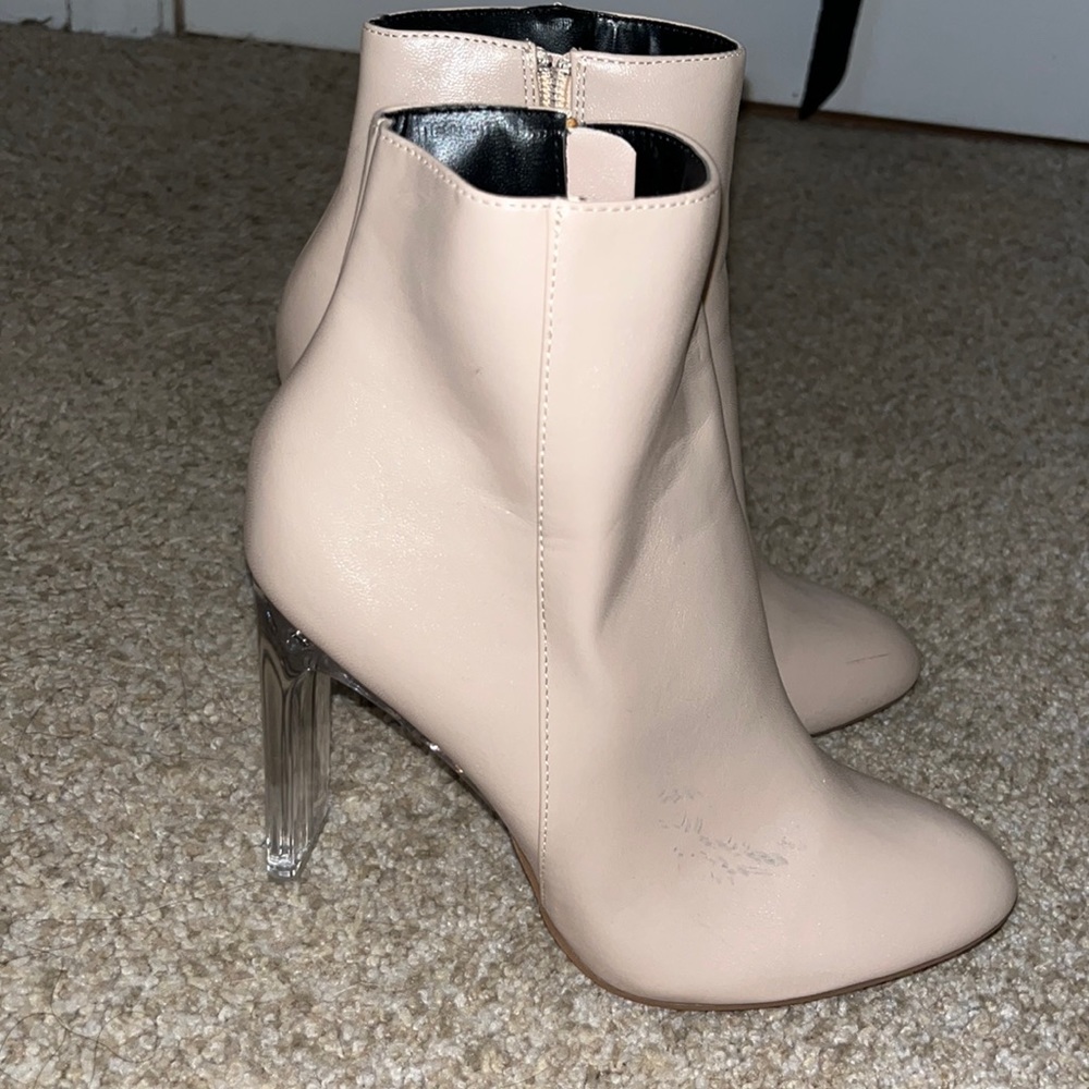 nude and clear booties